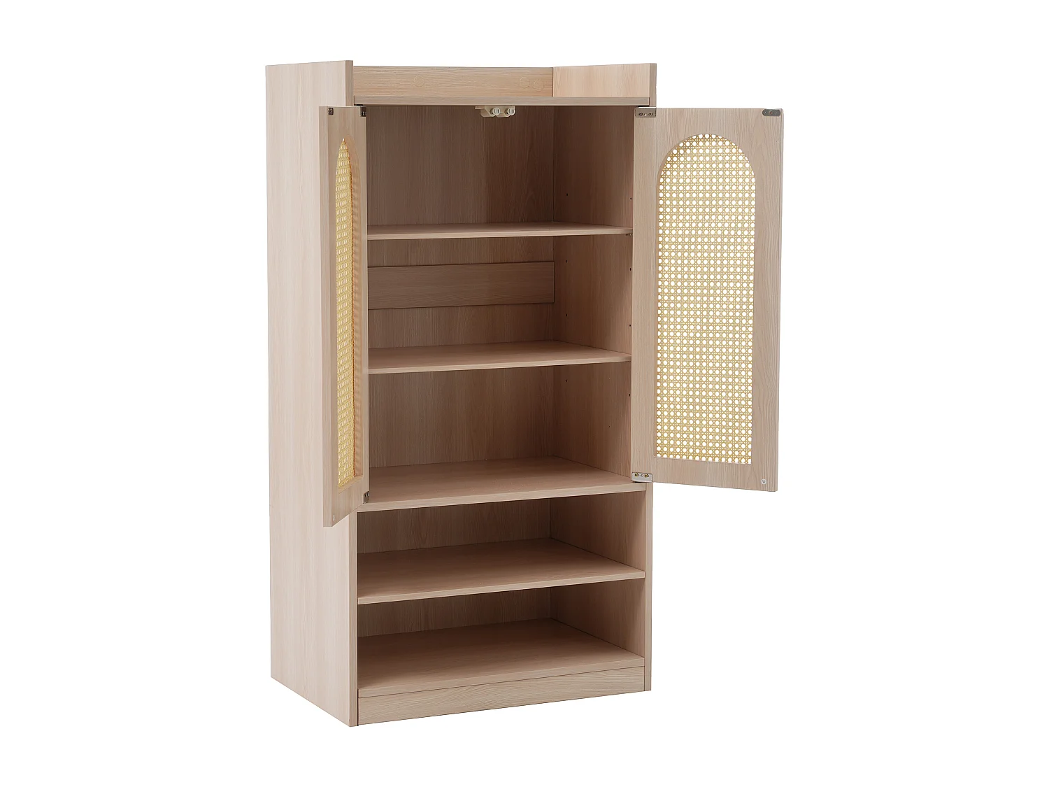 Guardaroba con 2 ante, 2 nicchie - Mobile da ingresso - Ripiani regolabili - Colore rovere