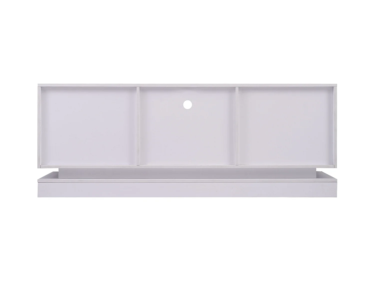 Meuble TV en bois avec 2 portes - étagère en verre réglable - LEDs - style moderne- blanc brillant