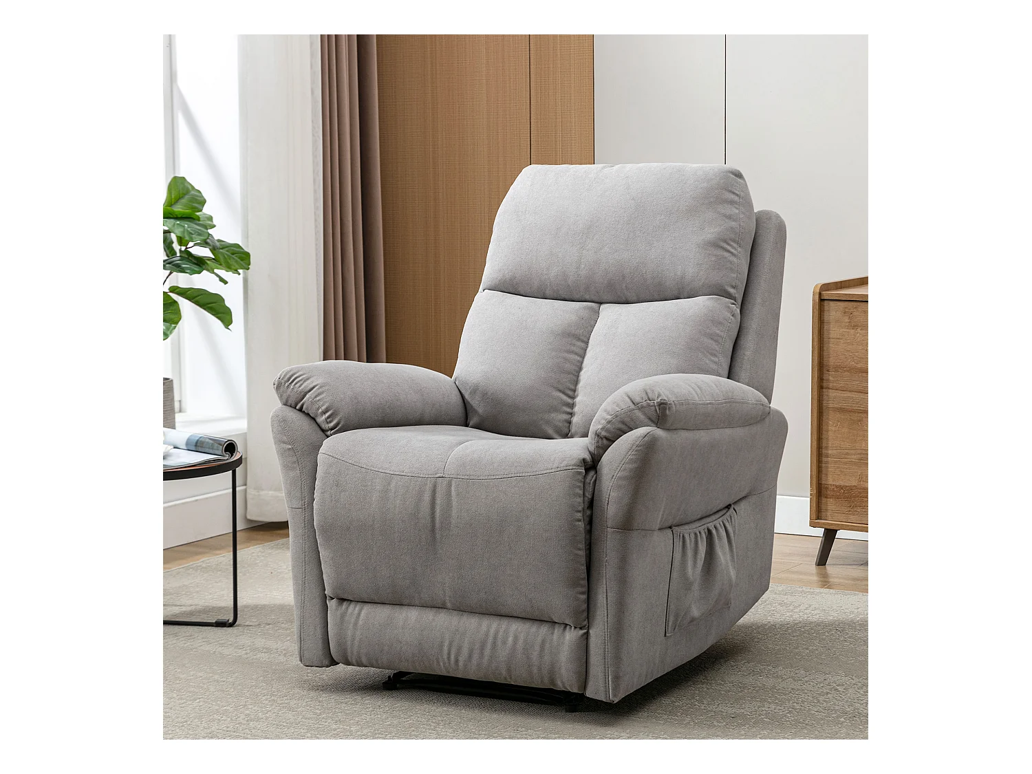 Stoffen loungestoel met voetenbankje voor de woonkamer - grijze kleur