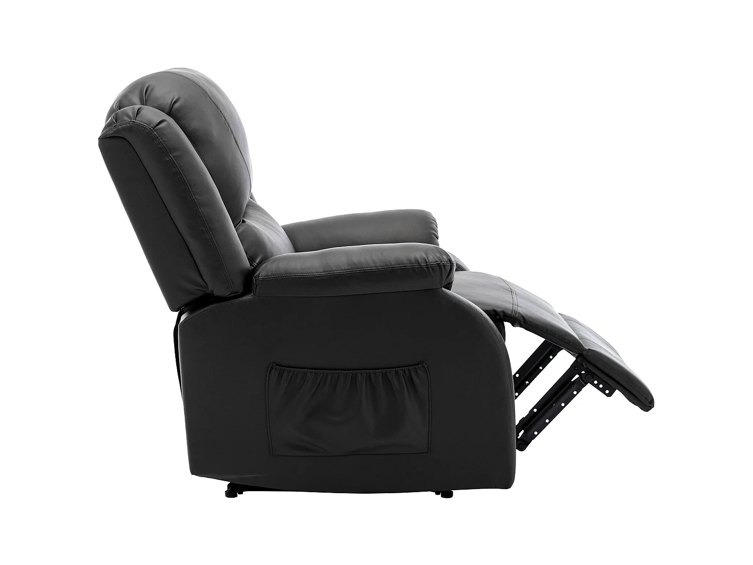Fauteuil de relaxation inclinable avec repose-pied ajustable à main revêtement simili noir