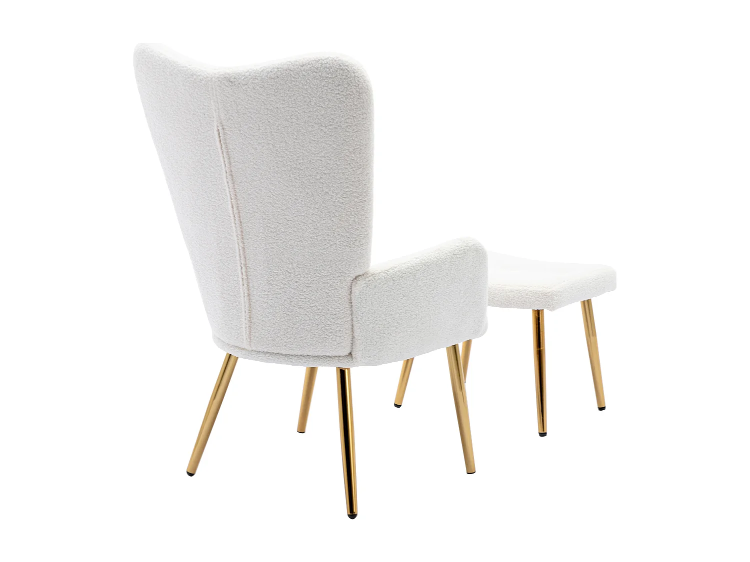Relaxfauteuil met voetsteun - French Terry stof - voor woonkamer, slaapkamer en eetkamer - wit