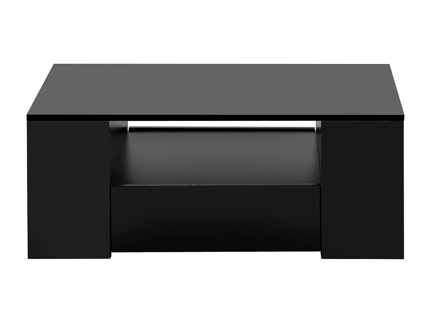 Mesa de centro moderna - 2 cajones y 2 estantes - Tableros de partículas - LED - Negro