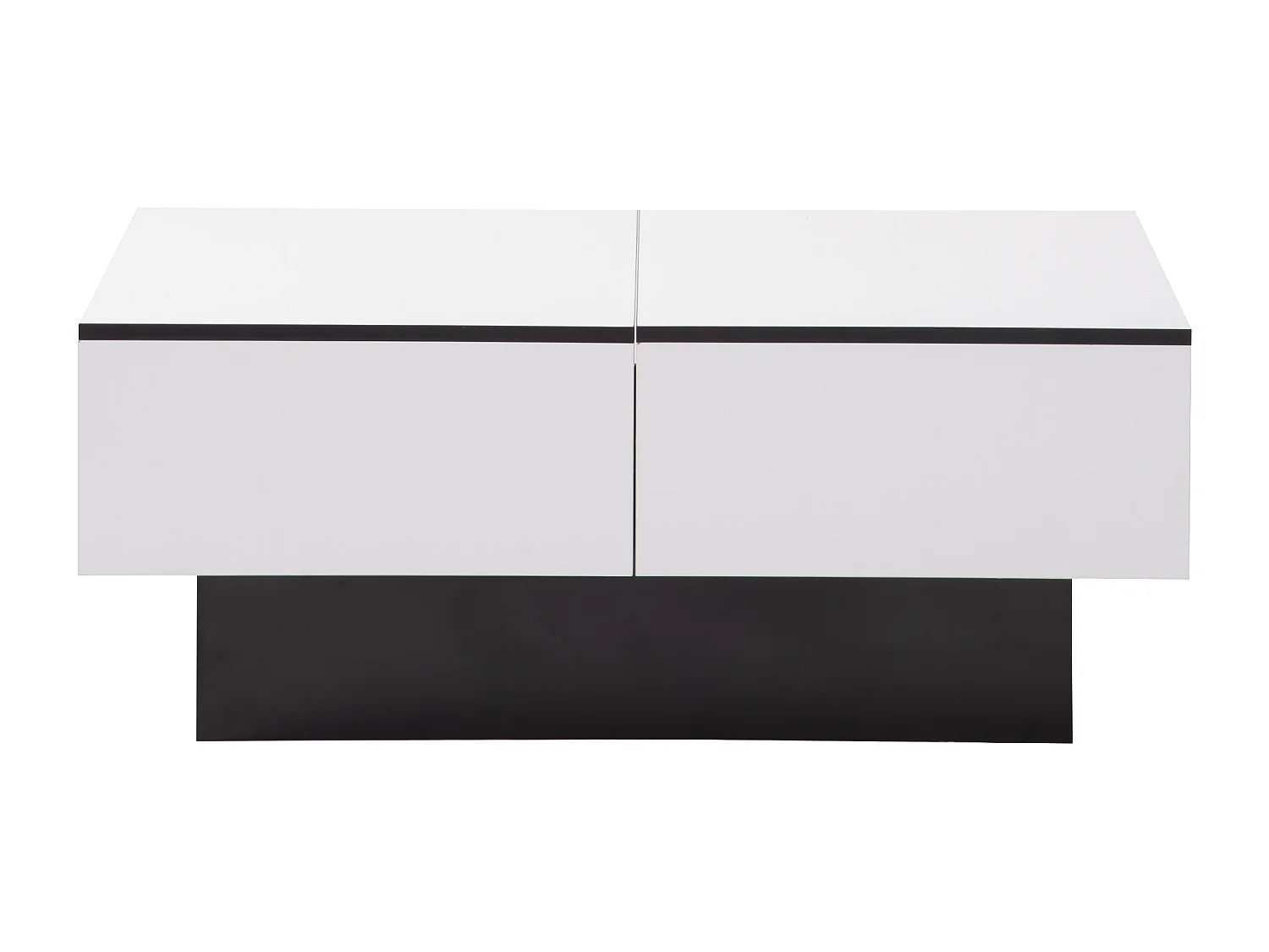 Table Basse Réglable En Hauteur 78x78 Cm Avec Lumières LED Et Tiroir - Blanc, Pour Salon Et Appartement