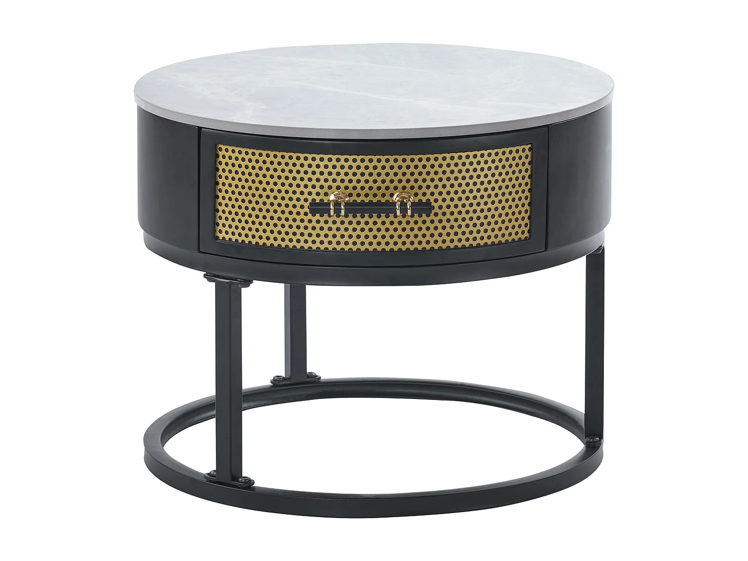 Lot de 2 tables basses gigognes avec tiroir - Plateaux en motif marbre - Style moderne - Gris