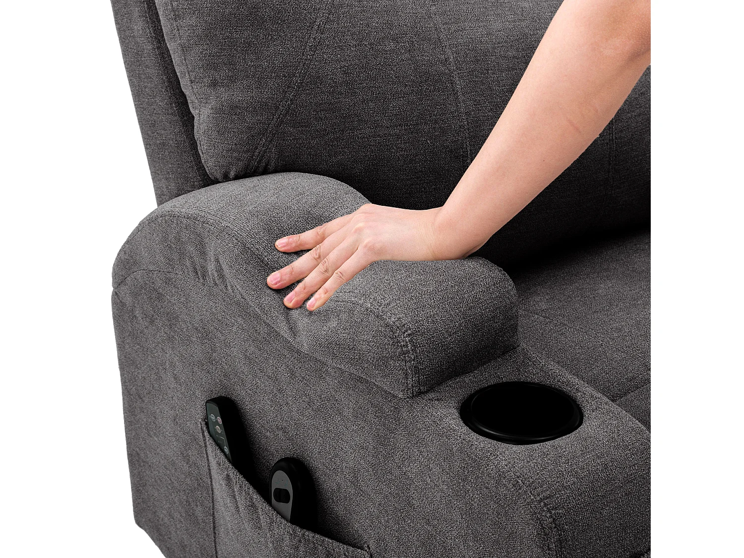 Fauteuil massant en tissu avec releveur électrique - Fauteuil de relaxation - Gris anthracite