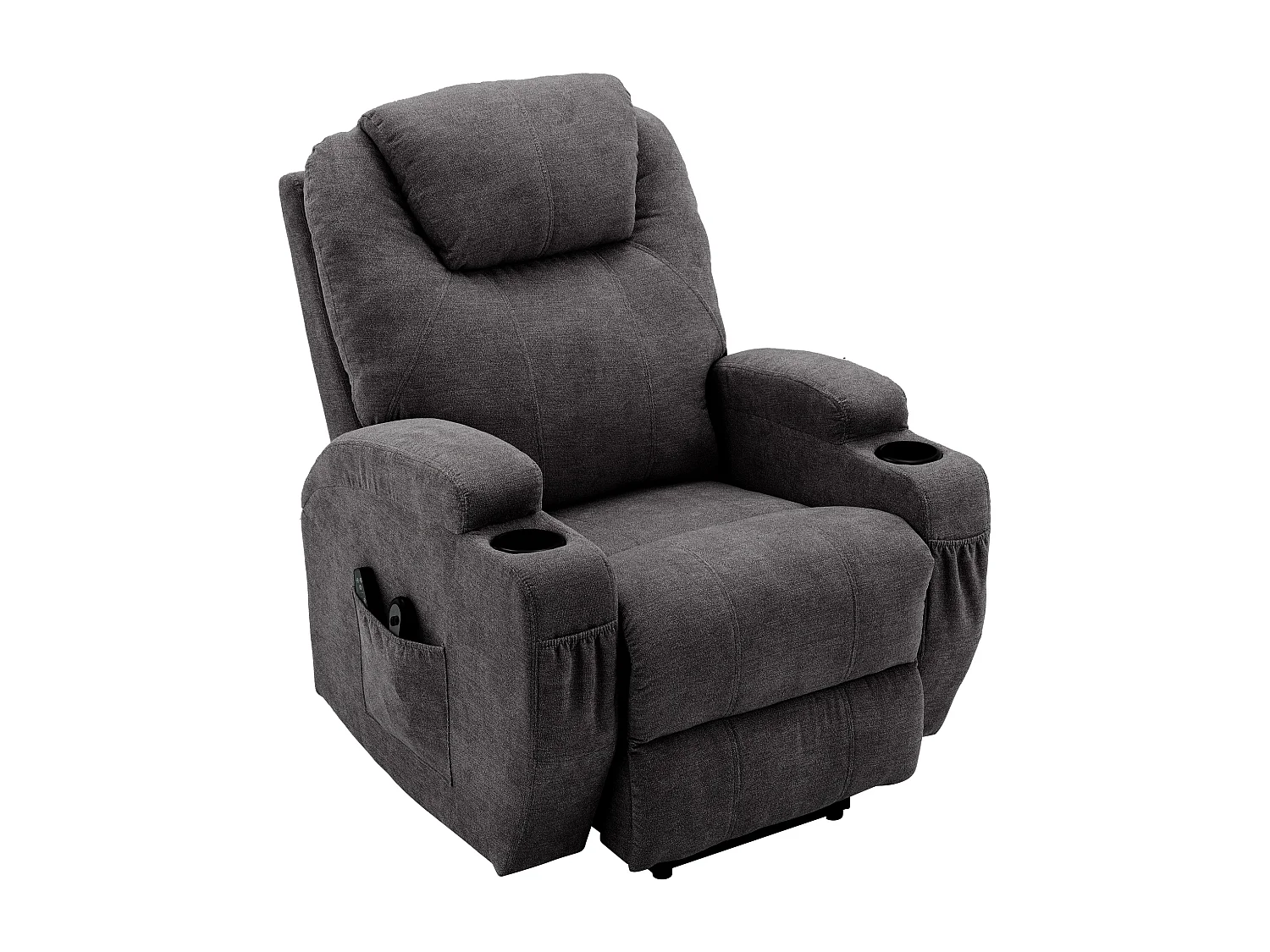 Fauteuil massant en tissu avec releveur électrique - Fauteuil de relaxation - Gris anthracite