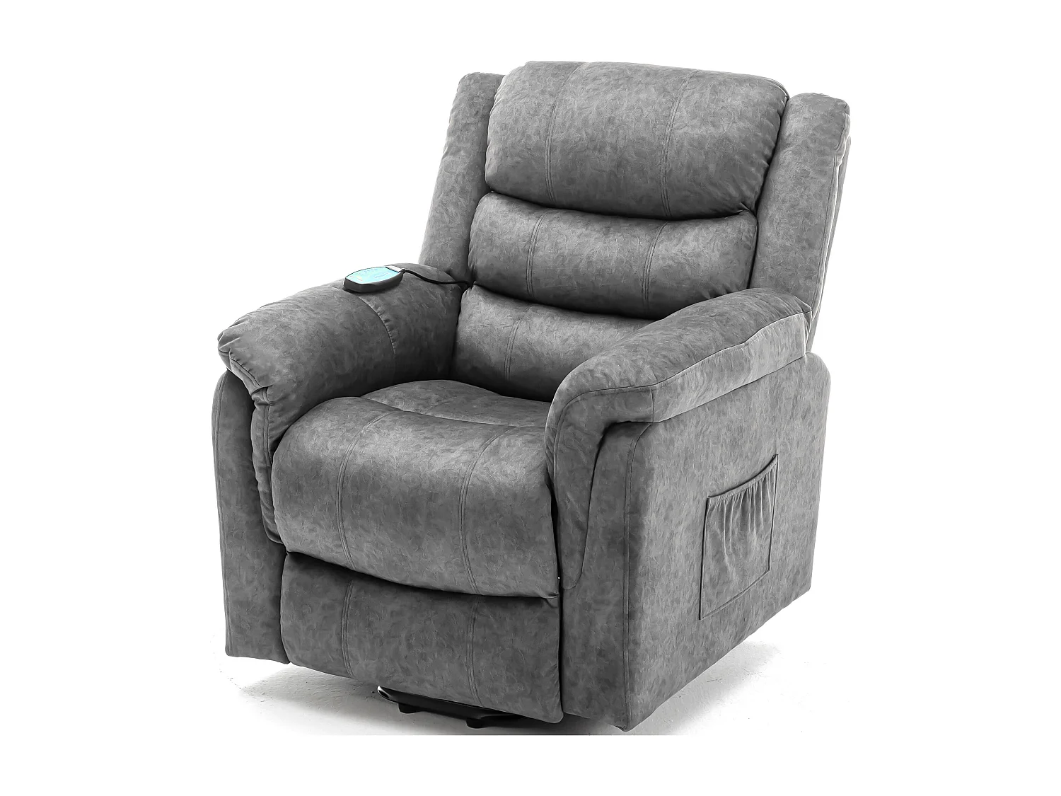 Fauteuil massant en tissu - Fauteuil électrique inclinable avec repose-pied - Gris