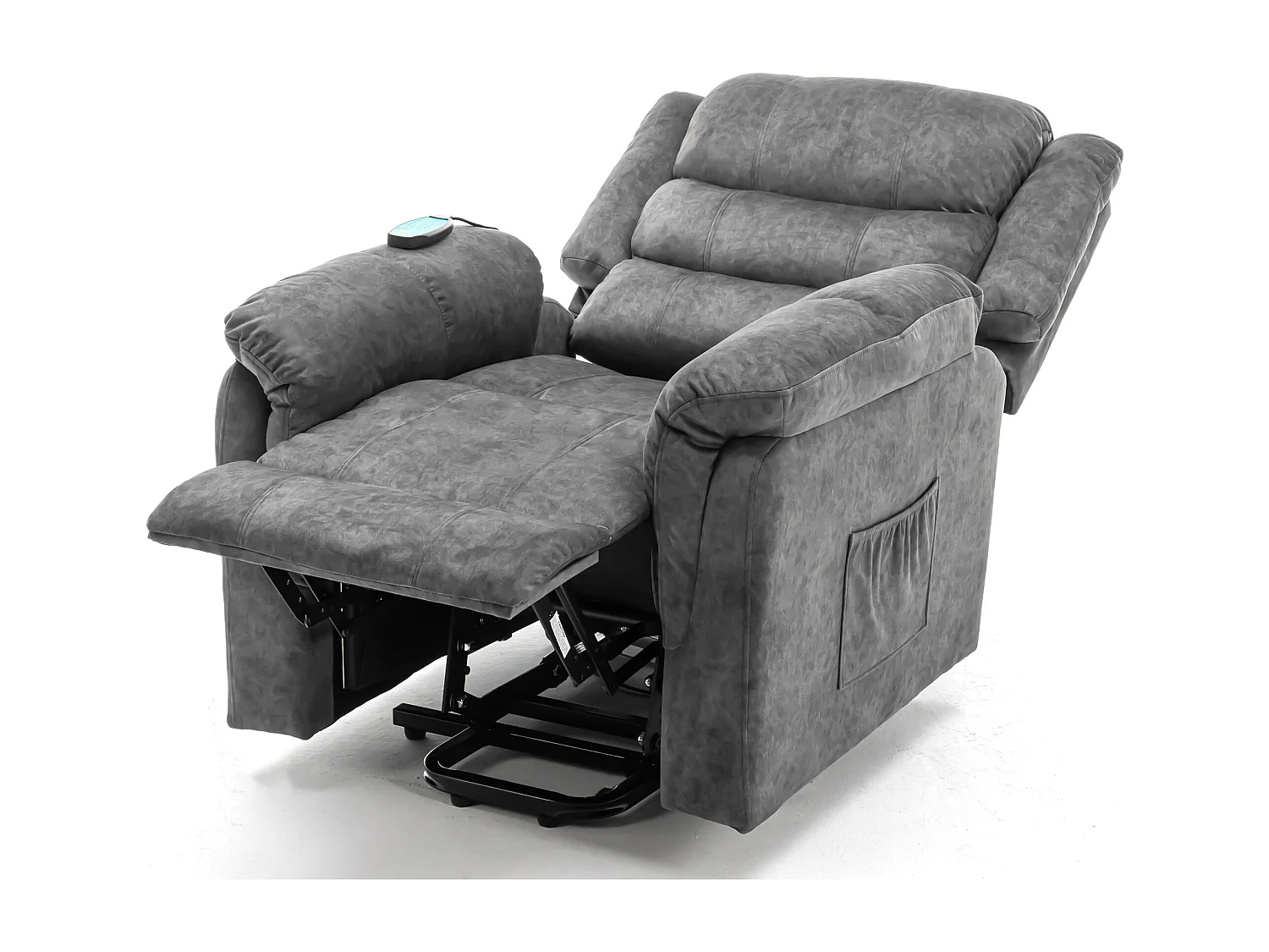 Fauteuil massant en tissu - Fauteuil électrique inclinable avec repose-pied - Gris