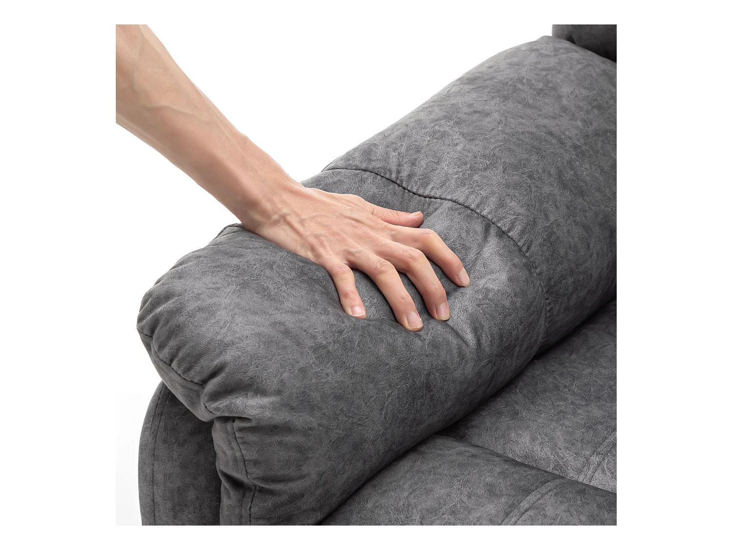 Fauteuil massant en tissu - Fauteuil électrique inclinable avec repose-pied - Gris