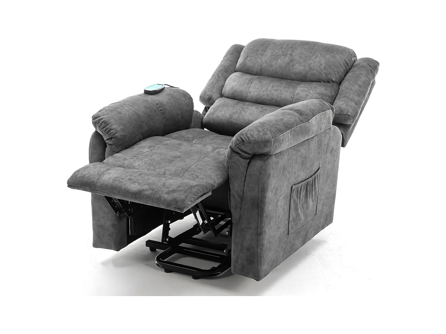 Fauteuil massant en tissu - Fauteuil électrique inclinable avec repose-pied - Gris