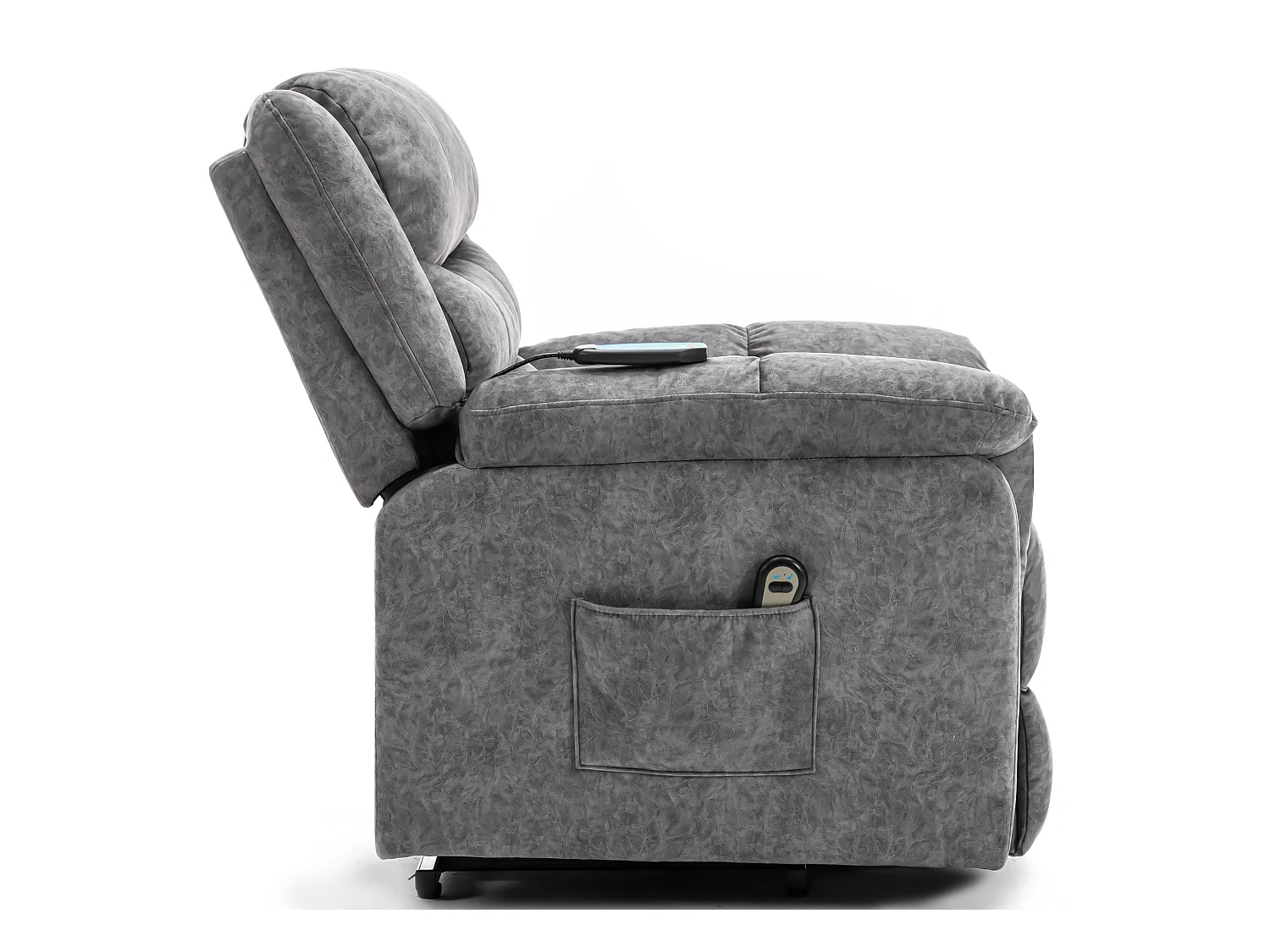 Fauteuil massant en tissu - Fauteuil électrique inclinable avec repose-pied - Gris