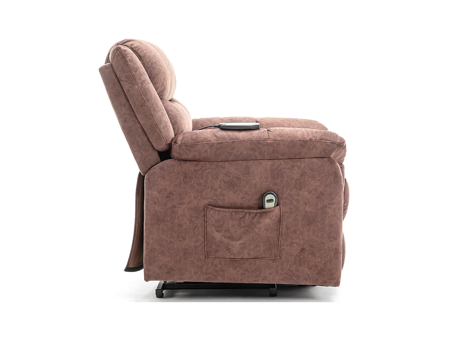 Fauteuil massant en tissu - Fauteuil électrique inclinable avec repose-pied - Marron