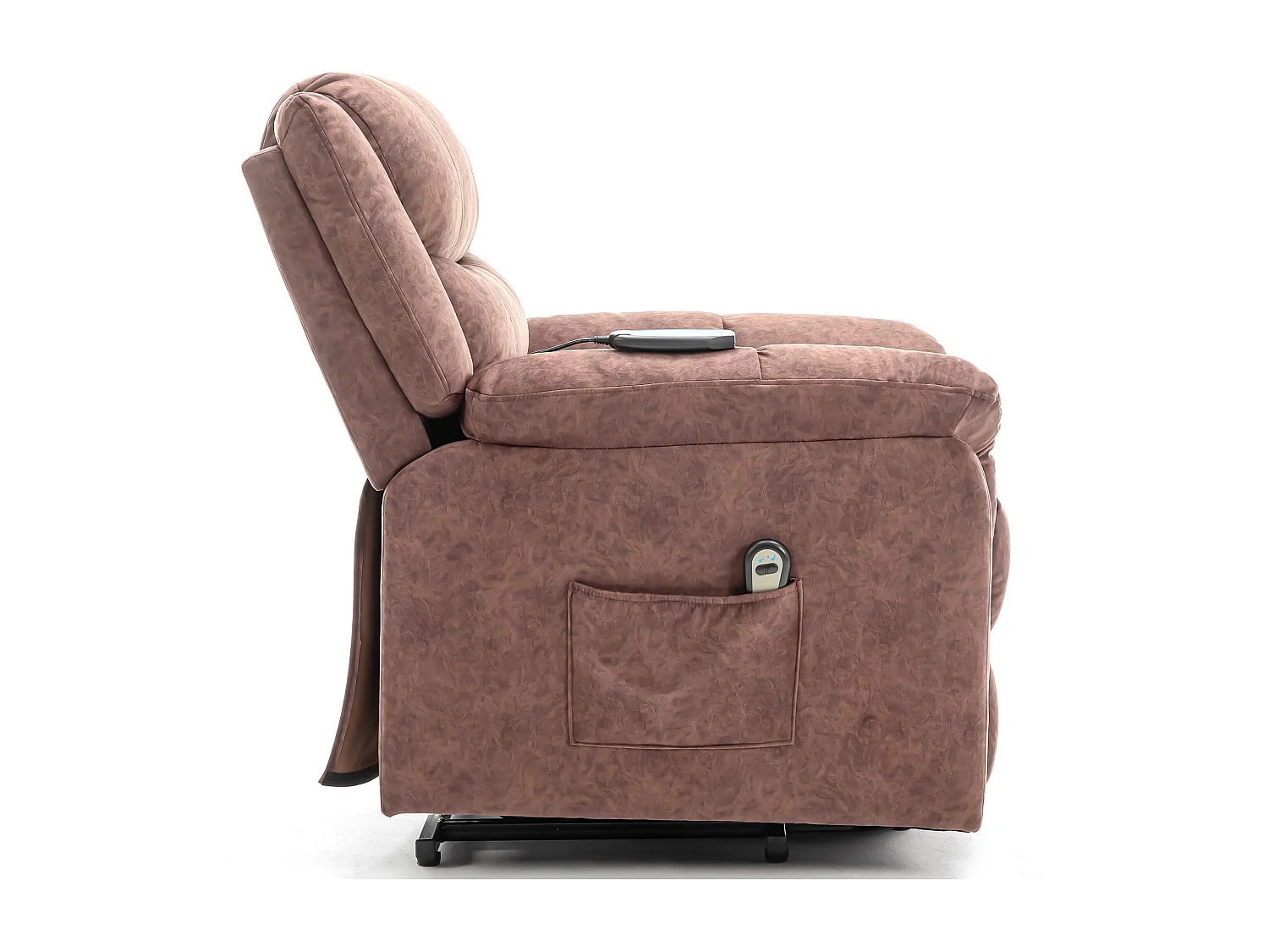 Fauteuil massant en tissu - Fauteuil électrique inclinable avec repose-pied - Marron