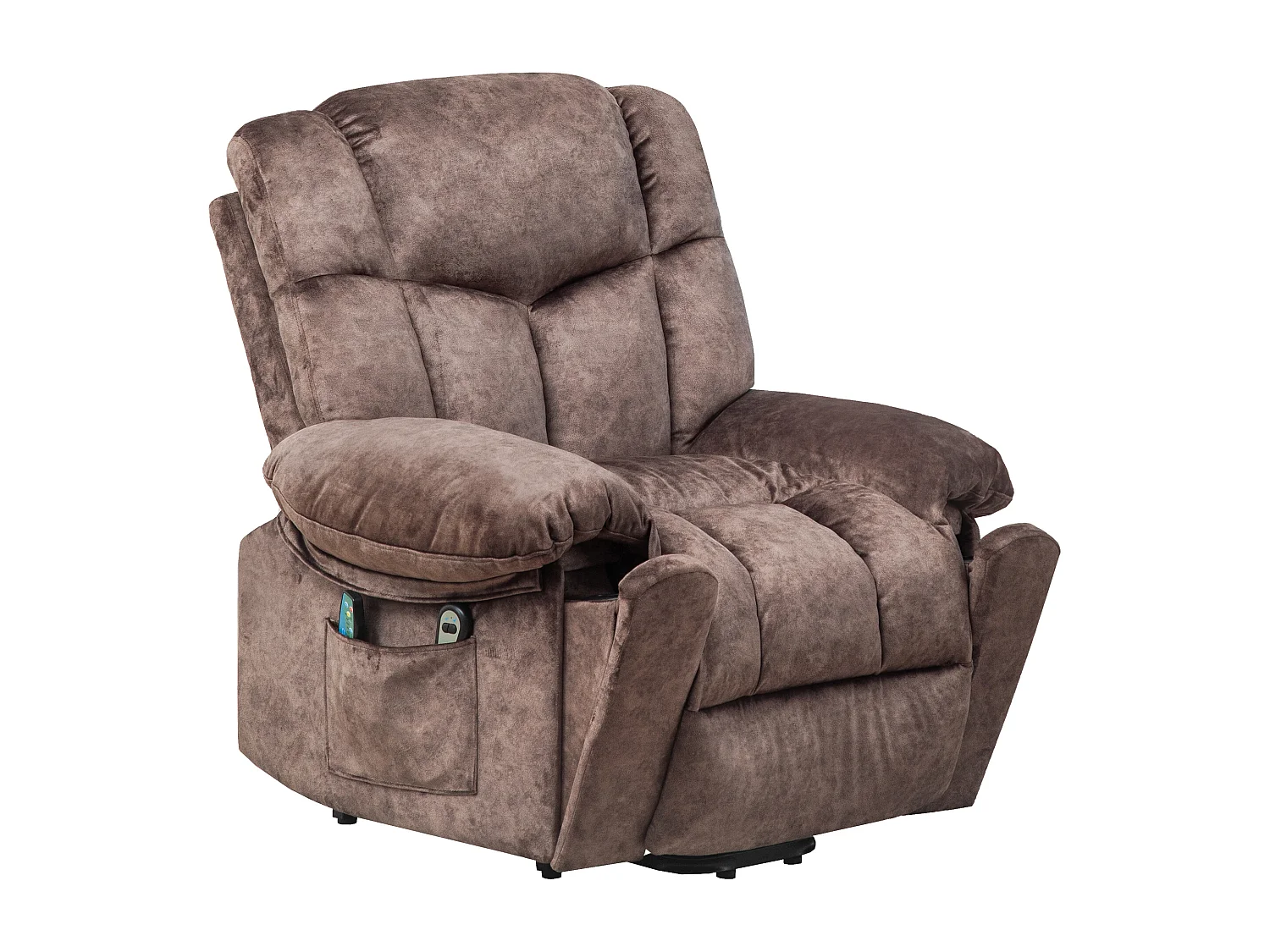 Fauteuil massant en tissu avec releveur électrique - Fauteuil de relaxation - Marron