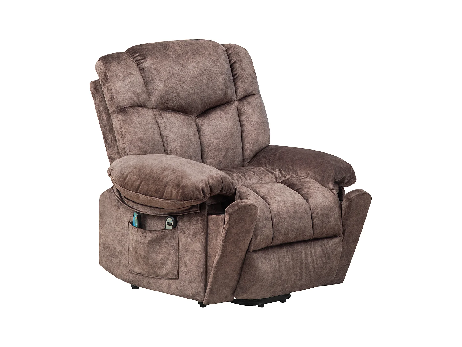 Stoffen massagestoel met elektrische lift - Relaxstoel - Bruin