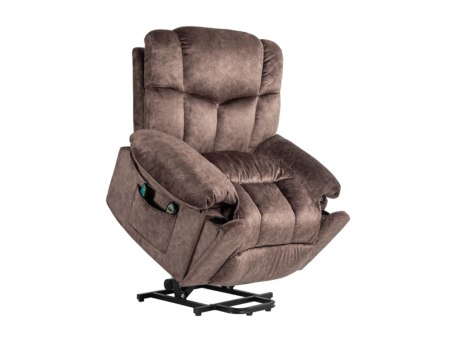 Stoffen massagestoel met elektrische lift - Relaxstoel - Bruin