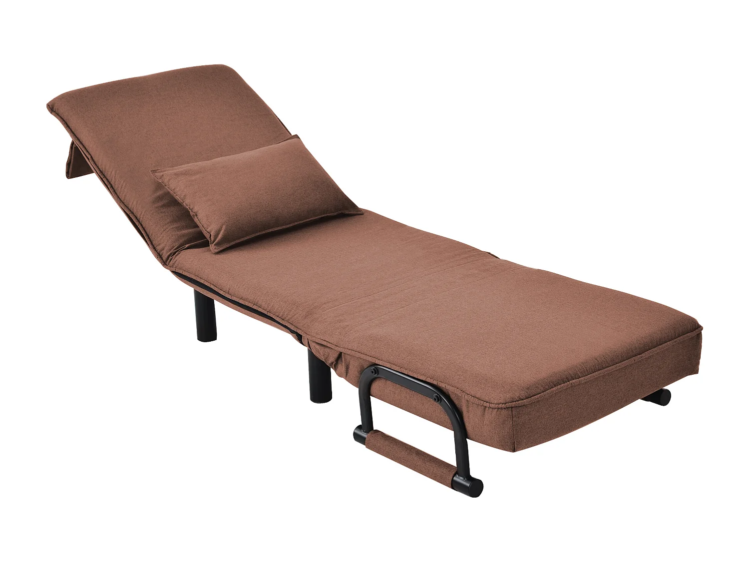 Fauteuil convertible en tissu - dossier réglable à 6 niveaux - marron