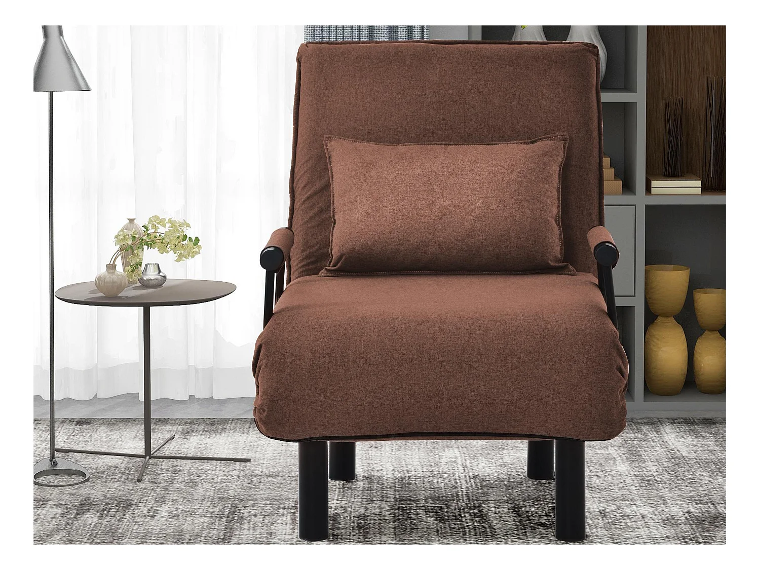 Stoffen fauteuil - 6-voudig verstelbare rugleuning - bruin