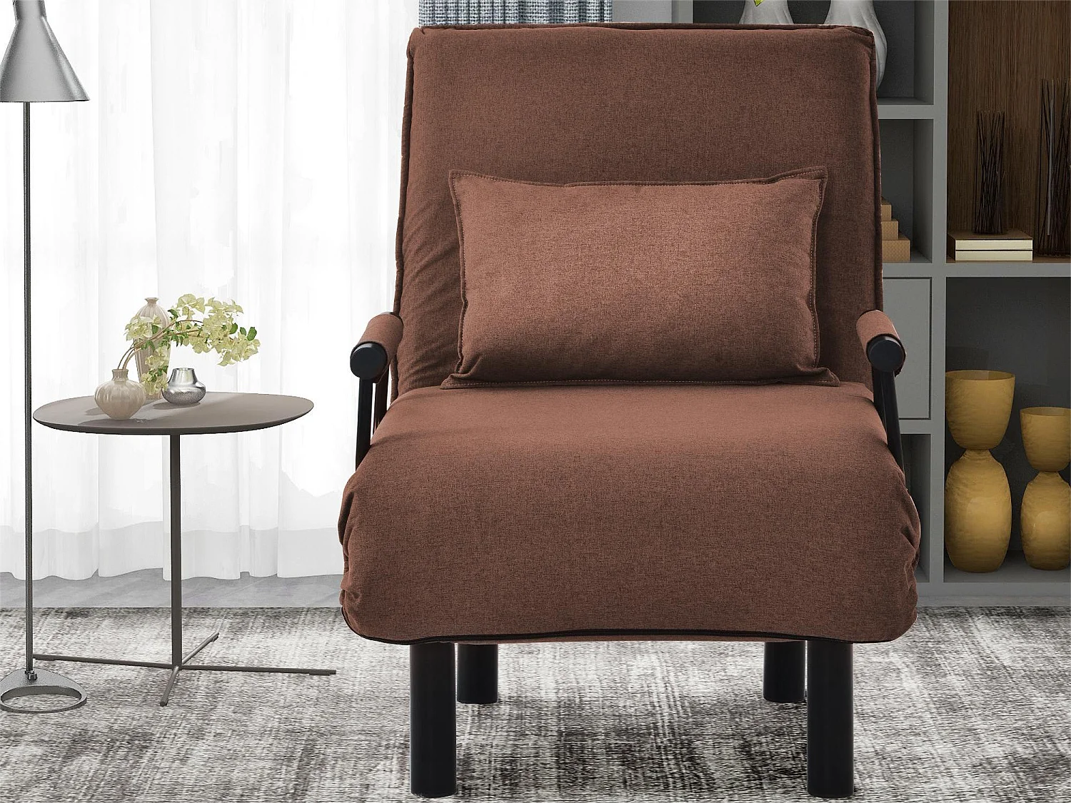 Stoffen fauteuil - 6-voudig verstelbare rugleuning - bruin