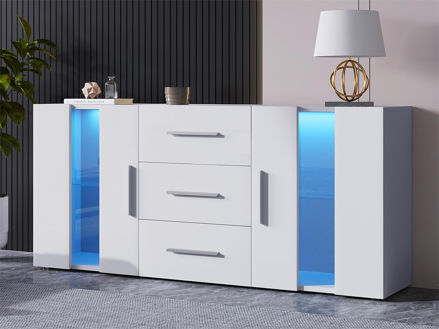 Dressoir Ziano 3 deurs en 3 lades - 220 cm - Gratis thuisbezorgd - De Woon Winkel