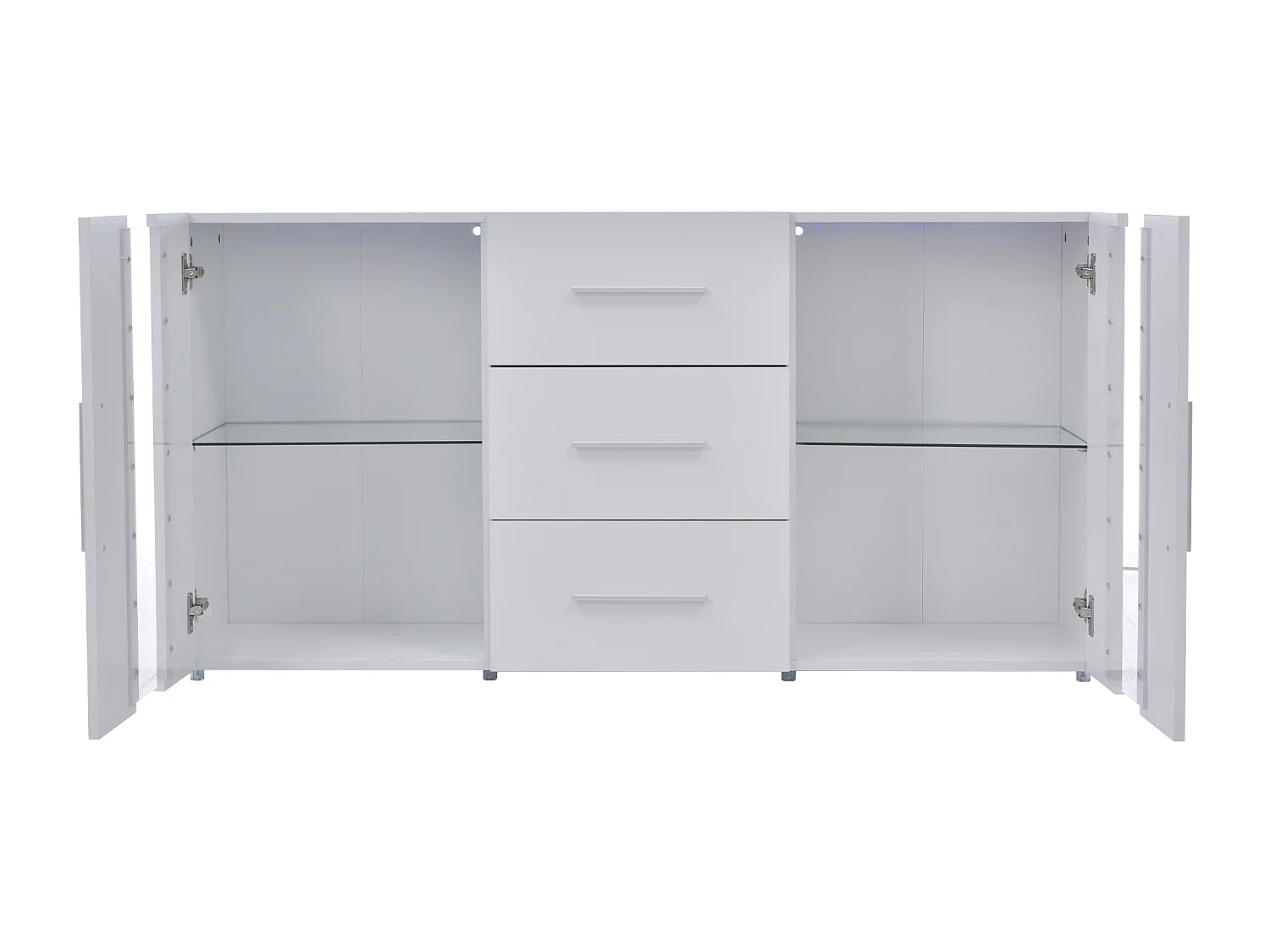 Komoda z 2 drzwiami i 3 szufladami - LED-y - drewno MDF - do salonu, jadalni - biała