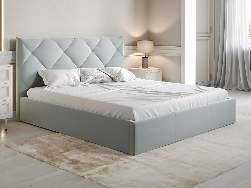 Letto con contenitore 160 x 200 cm Velluto Grigio - STARI di PASCAL MORABITO