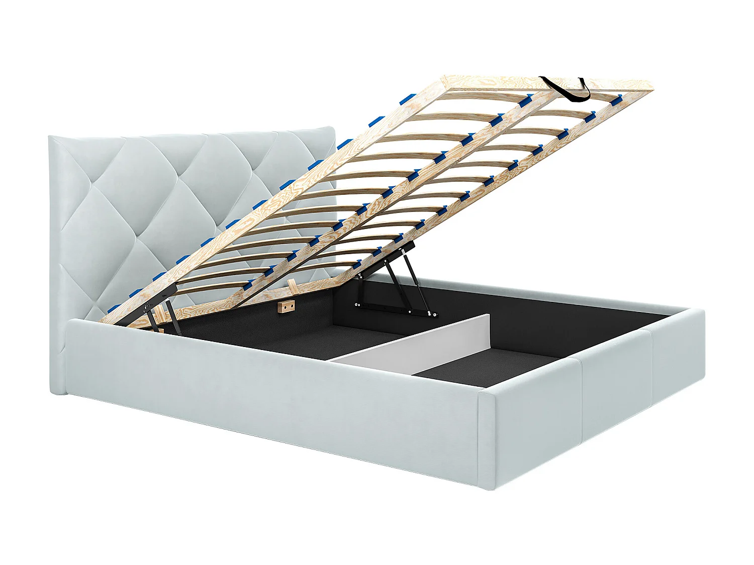 Łóżko ze skrzynią 160 x 200 cm - Welur - Jasnoszary - STARI Pascala Morabito