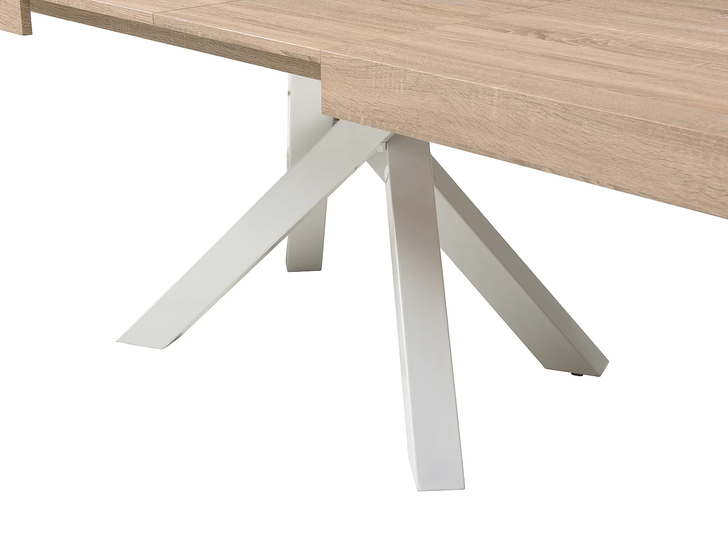 Mesa de jantar extensível 6 a 10 lugares em MDF e metal natural e branco - CATONAV