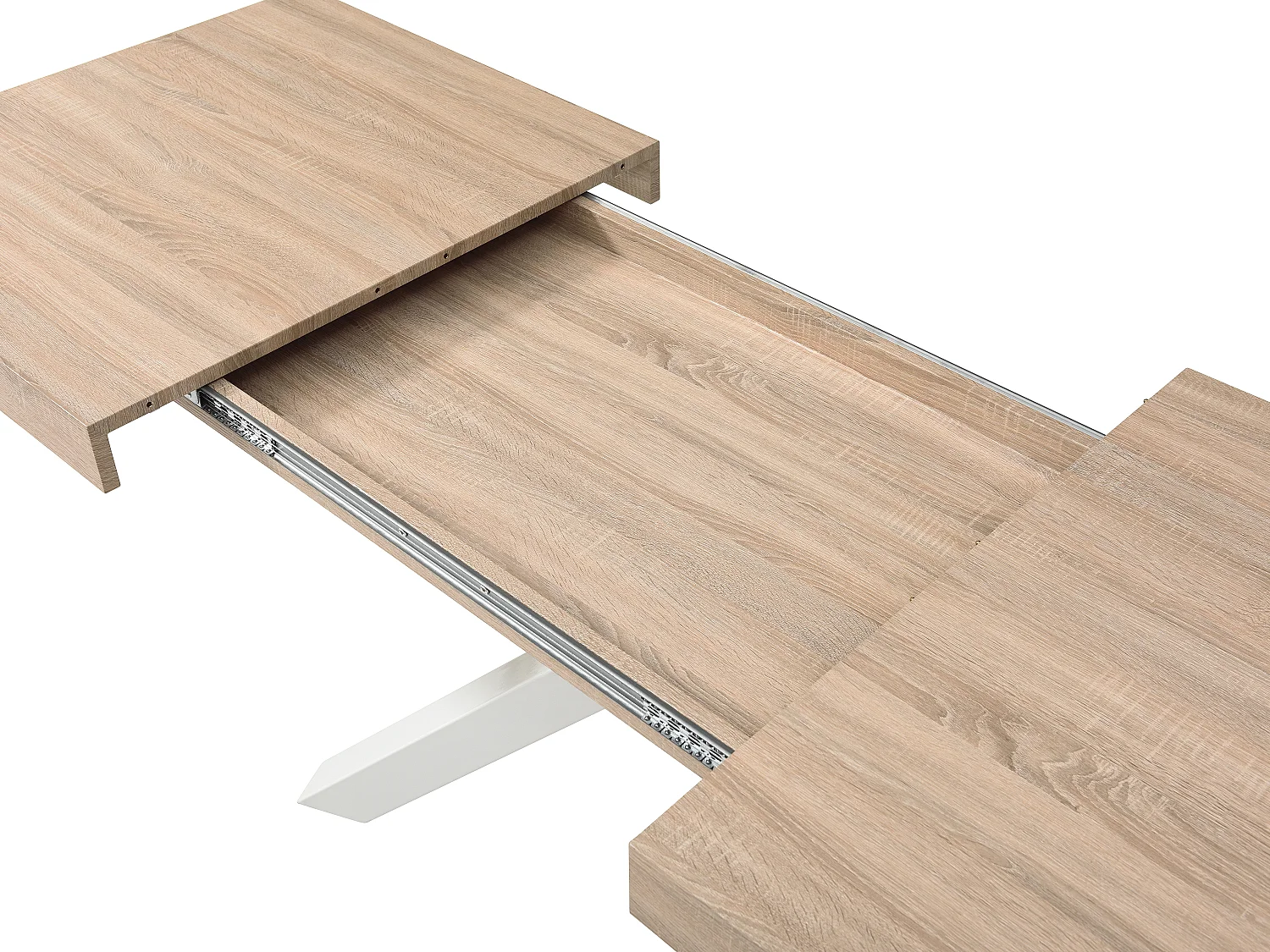 Table à manger extensible 6 à 10 personnes en MDF et métal - Naturel et blanc - CATONAV