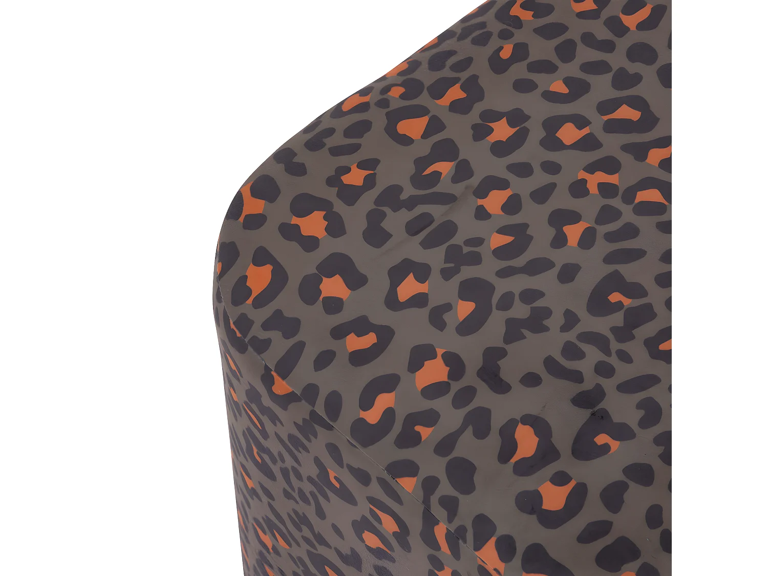 Pouf en Velours Vert Kaki motif léopard  38 x 40 cm