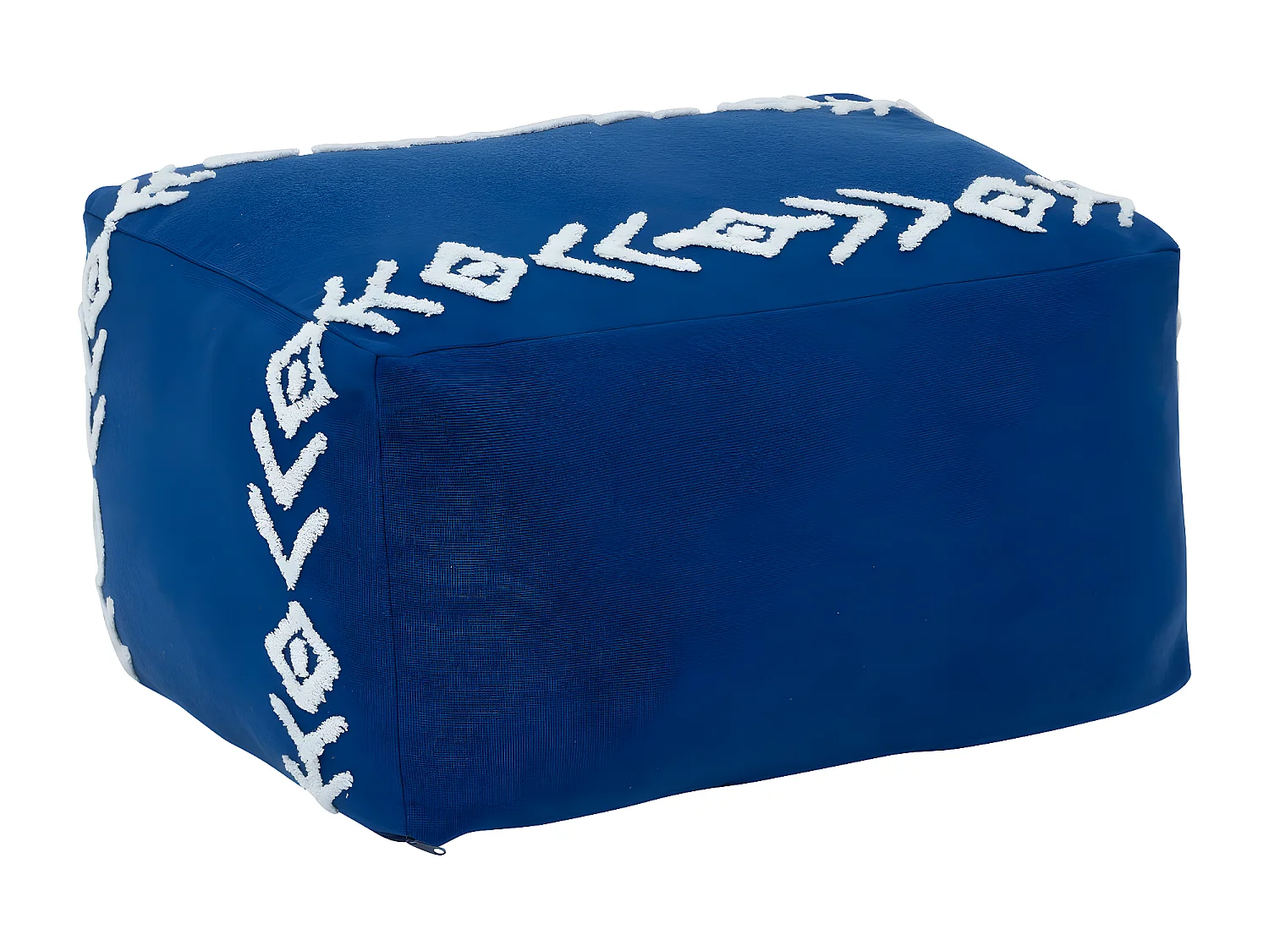 Pouf en Coton Bleu klein tufté Blanc 65 x 45 cm