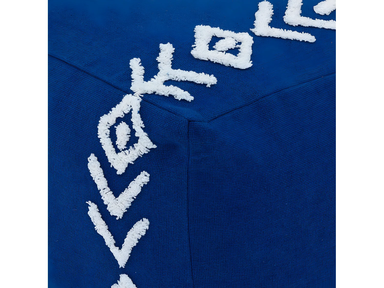 Pouf en Coton Bleu klein tufté Blanc 65 x 45 cm