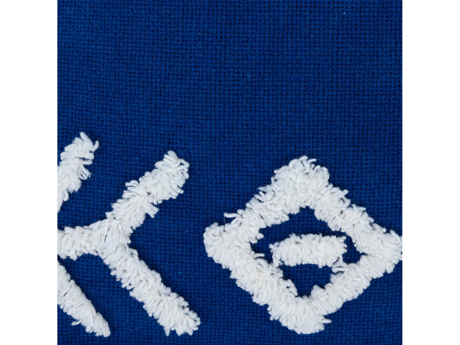 Pouf en Coton Bleu klein tufté Blanc 65 x 45 cm