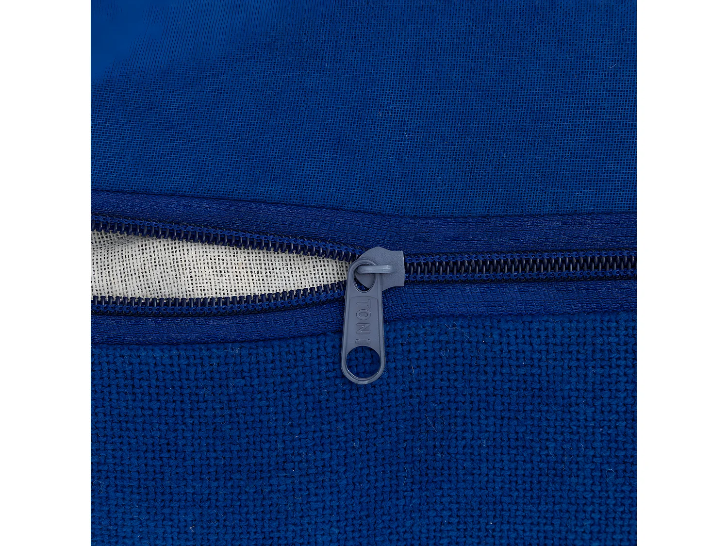 Pouf en Coton Bleu klein tufté Blanc 65 x 45 cm