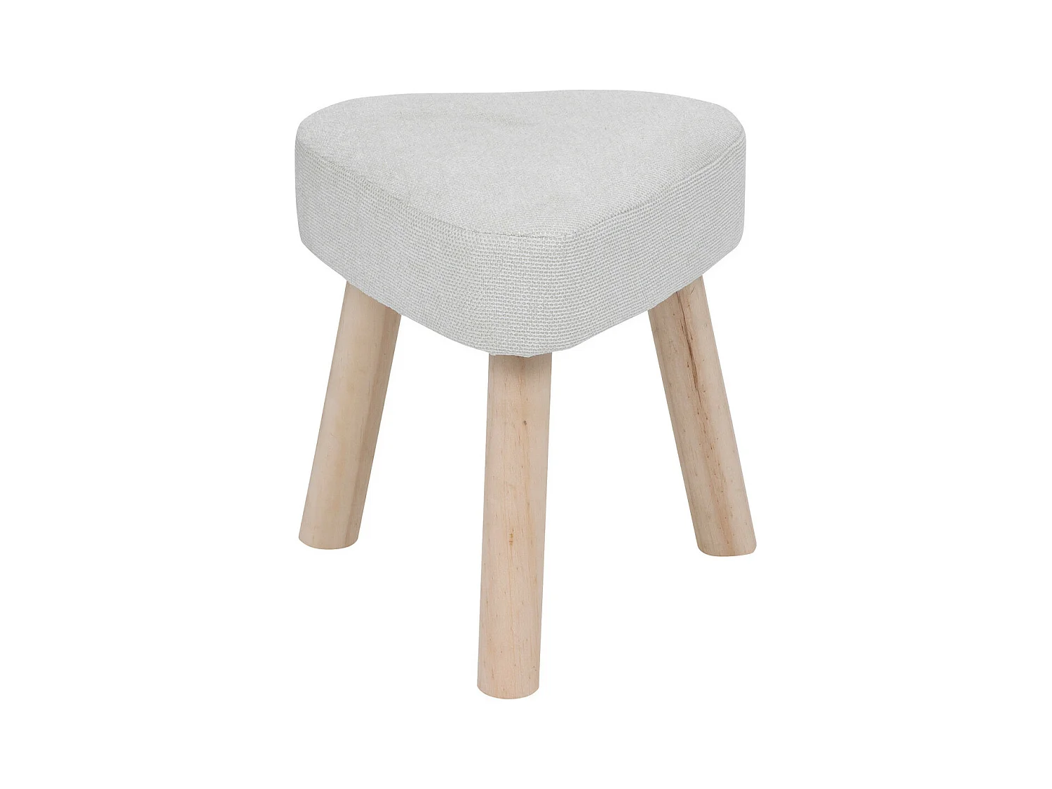 Tabouret pied en Bois et Assise en tissu texturé Blanc Ivoire 32 x 36 cm