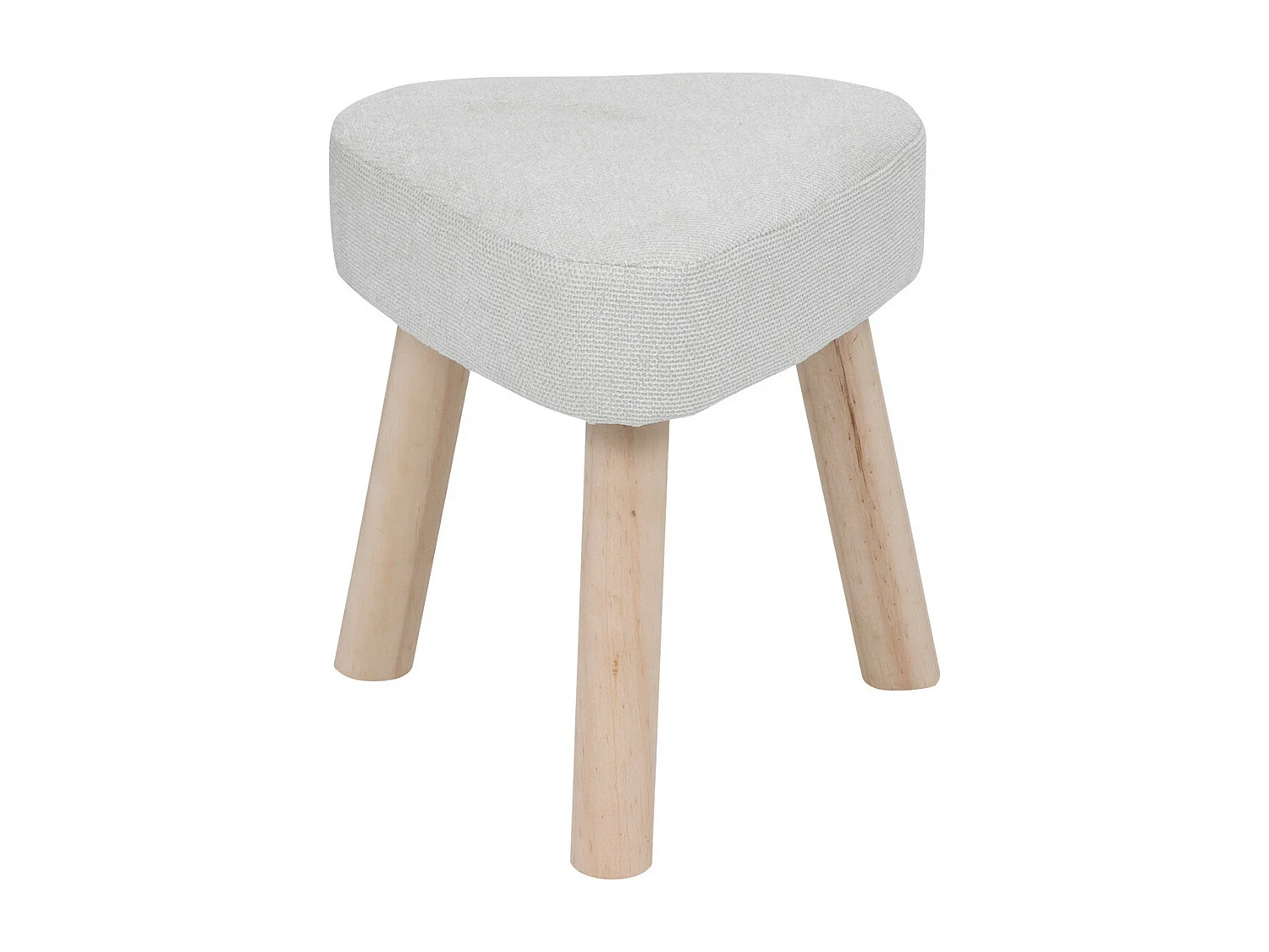 Tabouret pied en Bois et Assise en tissu texturé Blanc Ivoire 32 x 36 cm