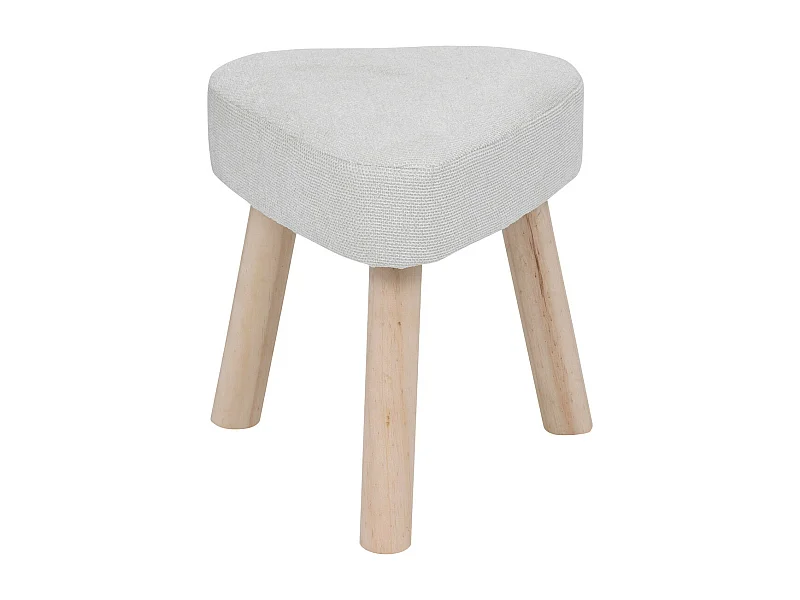 Tabouret pied en Bois et Assise en tissu texturé Blanc Ivoire 32 x 36 cm