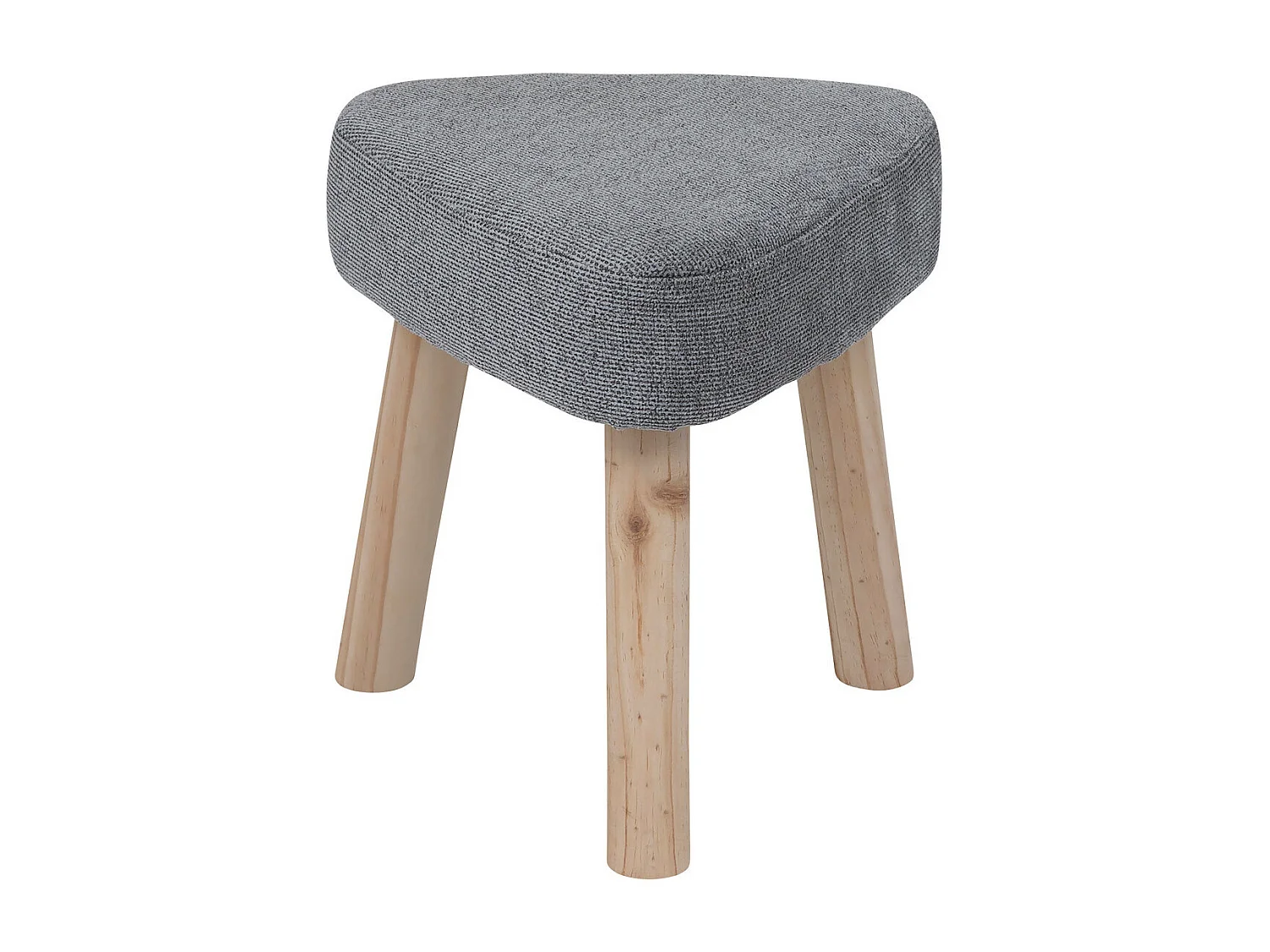 Tabouret pied en Bois et Assise en tissu texturé Gris 32 x 36 cm