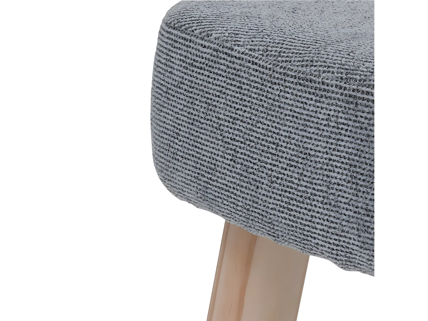 Tabouret pied en Bois et Assise en tissu texturé Gris 32 x 36 cm