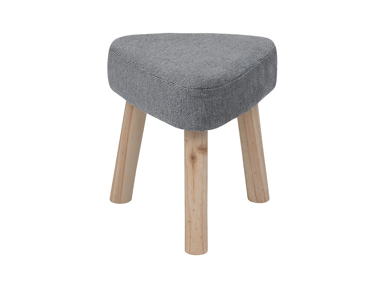 Tabouret pied en Bois et Assise en tissu texturé Gris 32 x 36 cm