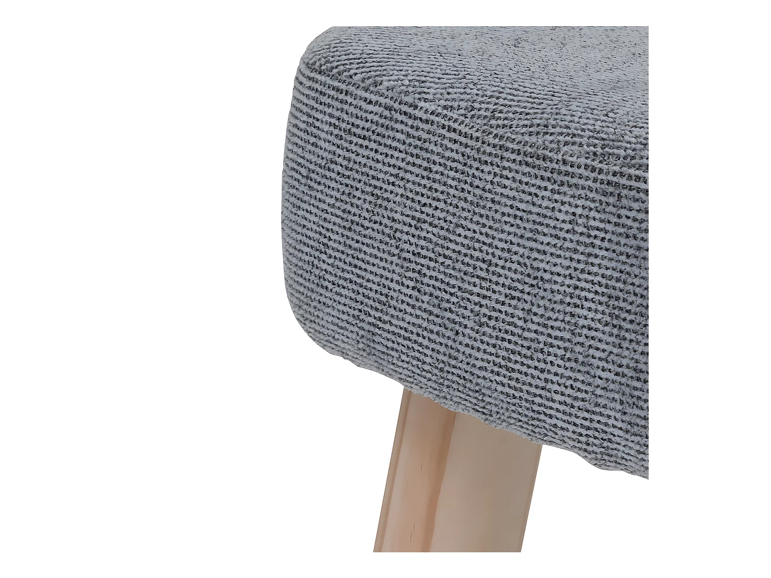 Tabouret pied en Bois et Assise en tissu texturé Gris 32 x 36 cm
