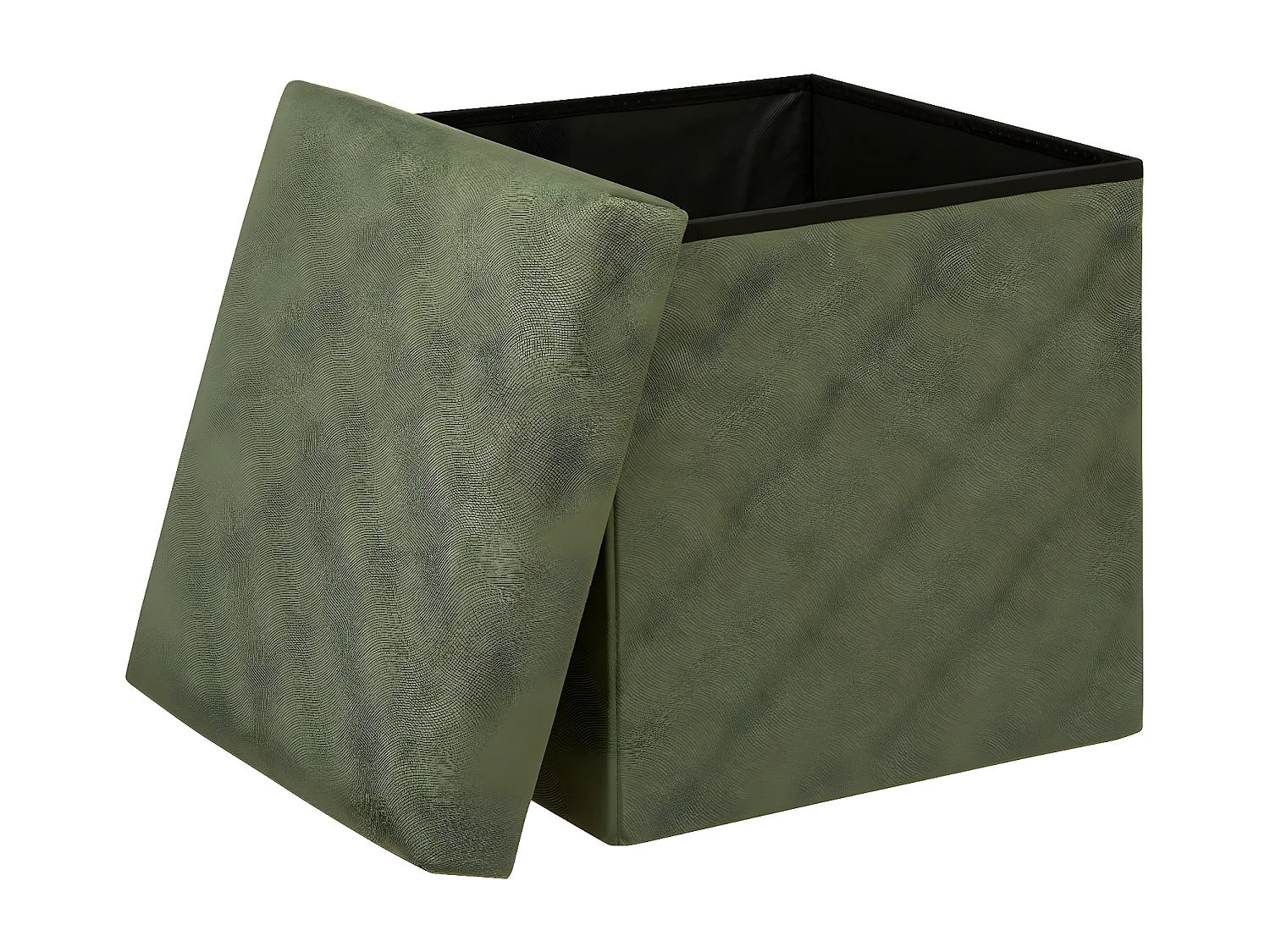 Pouf pliant et Coffre de rangement en tissu Vert Kaki 38 x 38 cm