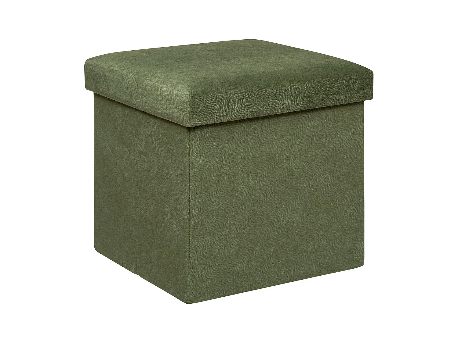 Pouf pliant et Coffre de rangement en tissu Vert Kaki 38 x 38 cm