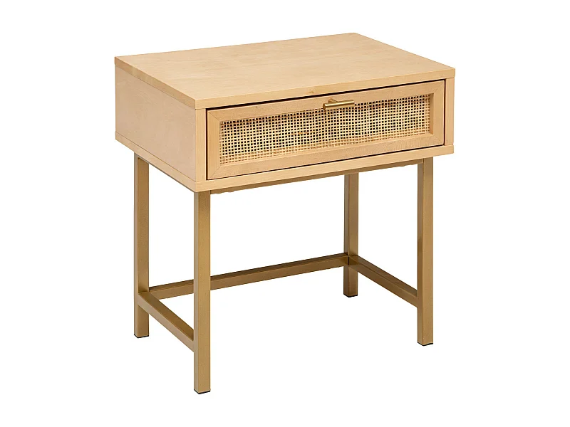 Table d'appoint Table de chevet 1 tiroir en bois et métal doré laiton H 50 cm