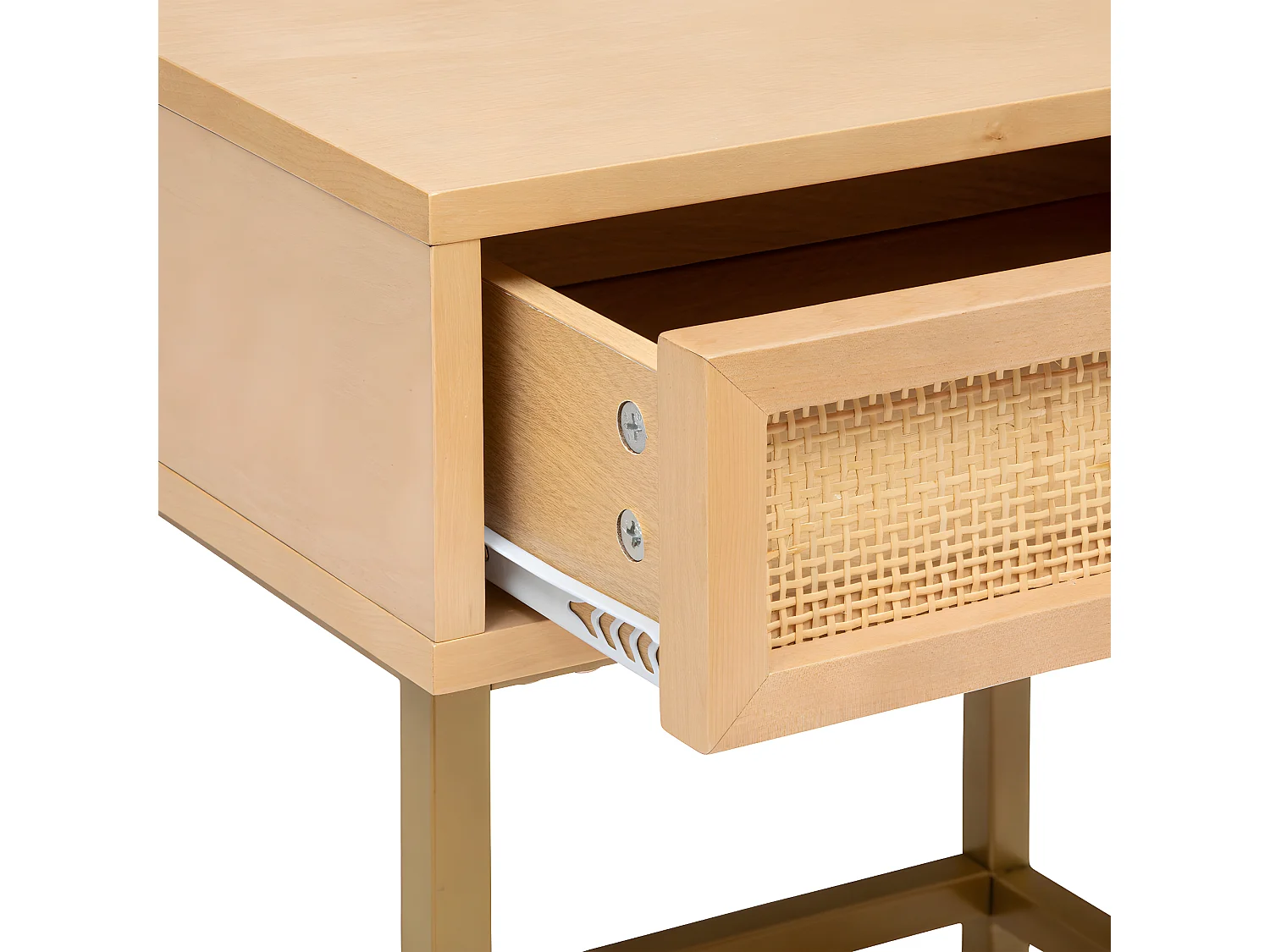 Table d'appoint Table de chevet 1 tiroir en bois et métal doré laiton H 50 cm