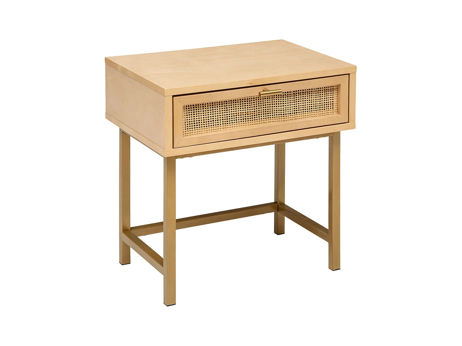 Table d'appoint Table de chevet 1 tiroir en bois et métal doré laiton H 50 cm