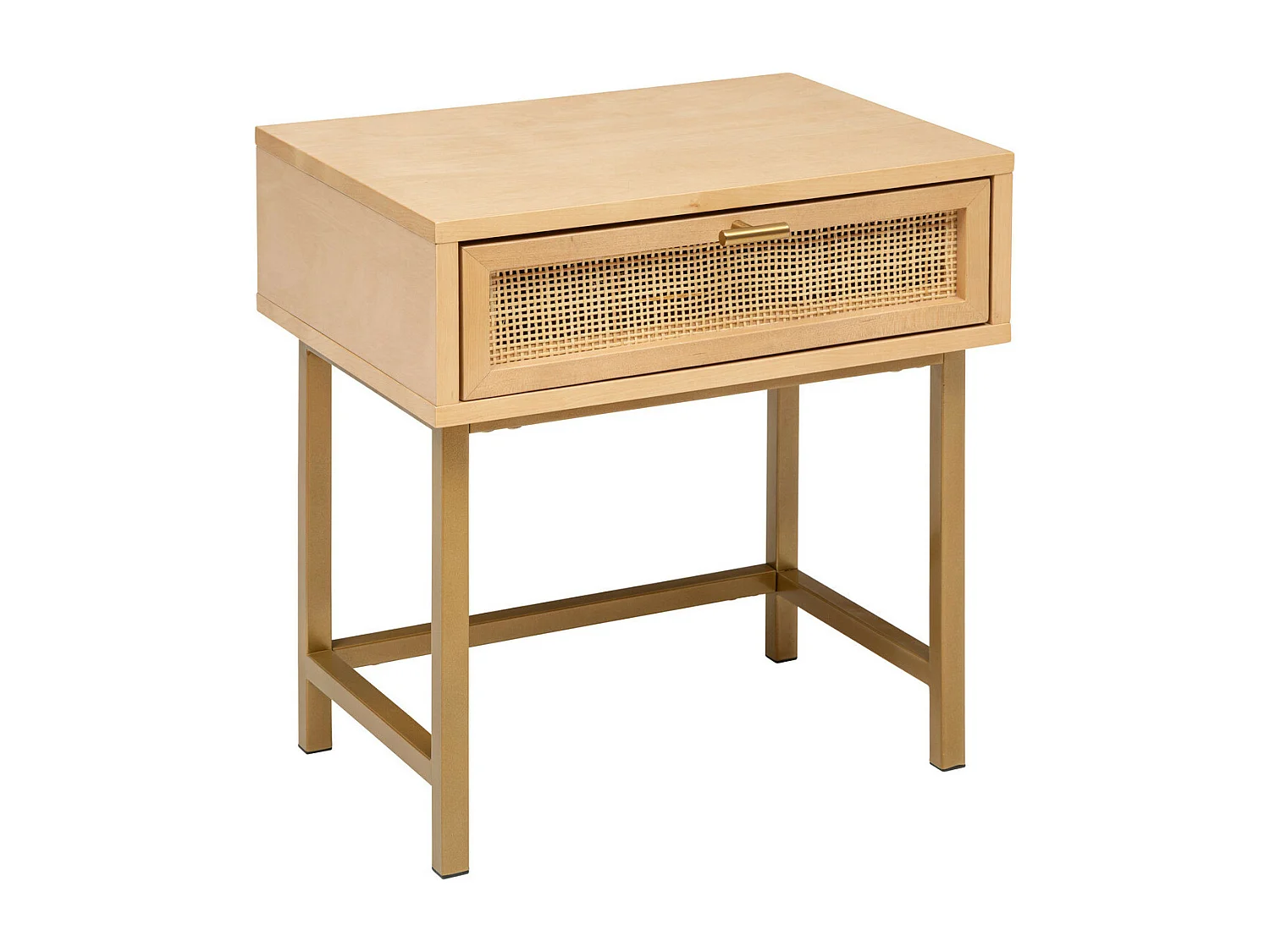 Table d'appoint Table de chevet 1 tiroir en bois et métal doré laiton H 50 cm