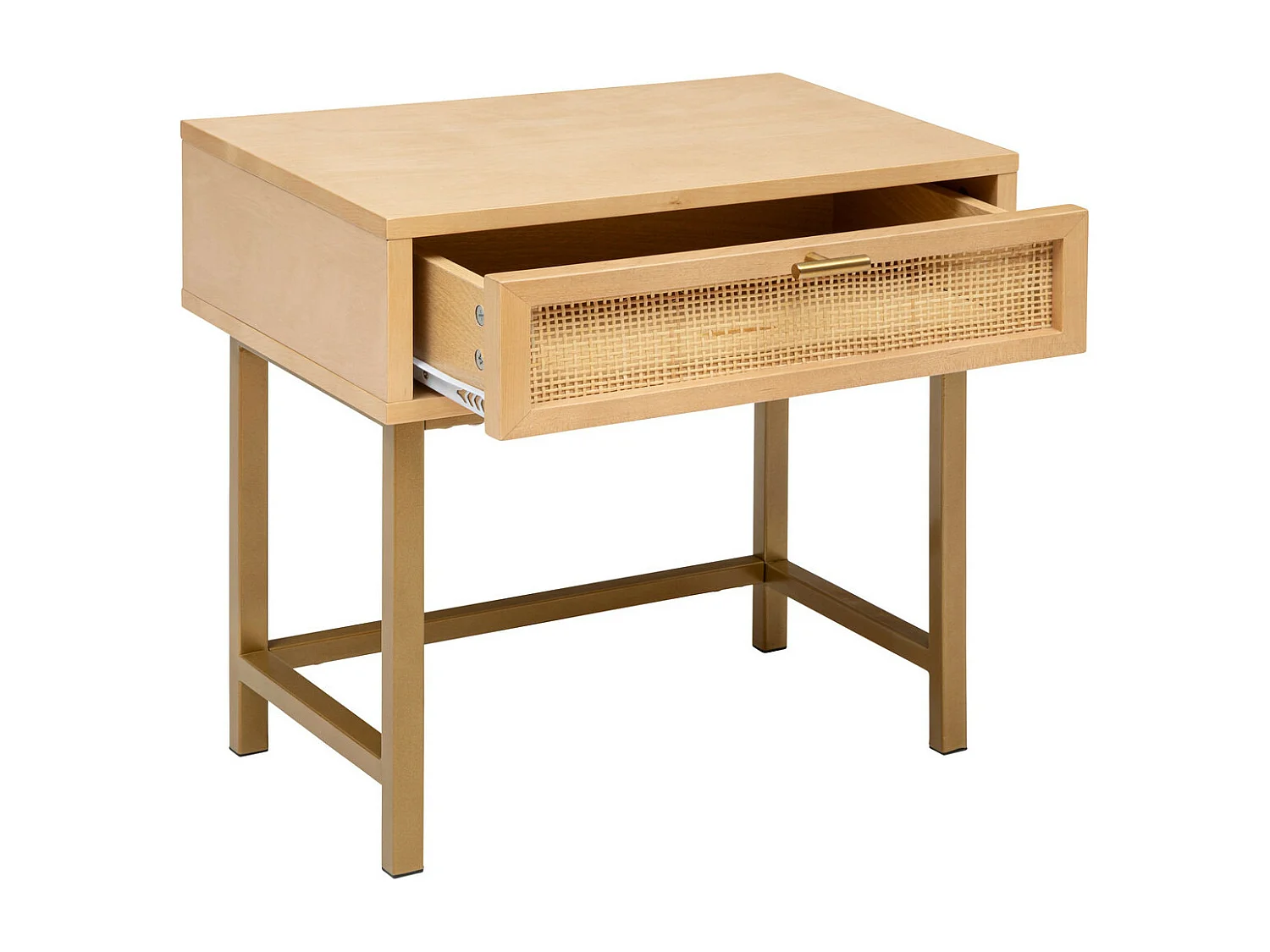 Table d'appoint Table de chevet 1 tiroir en bois et métal doré laiton H 50 cm