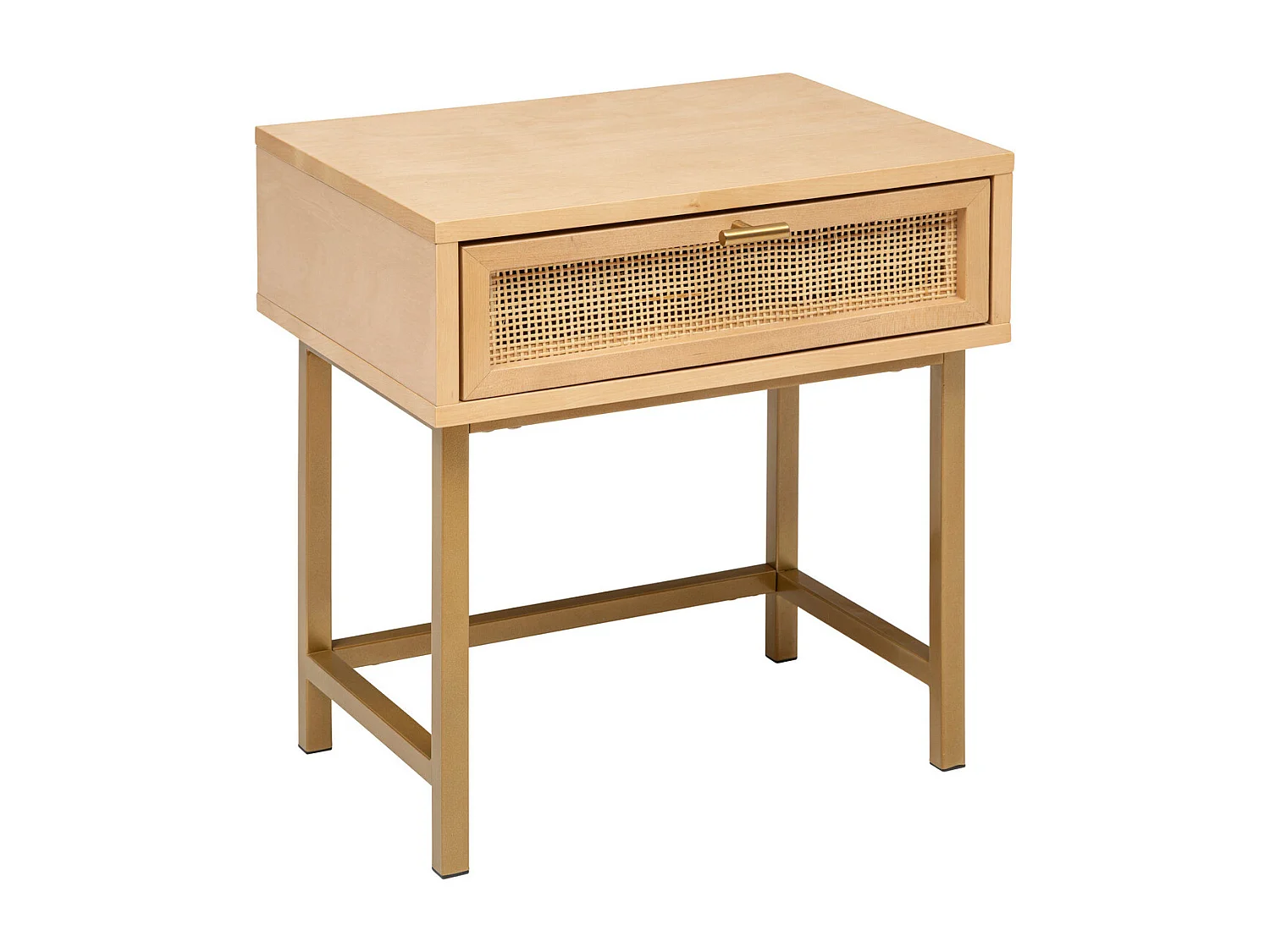 Table d'appoint Table de chevet 1 tiroir en bois et métal doré laiton H 50 cm