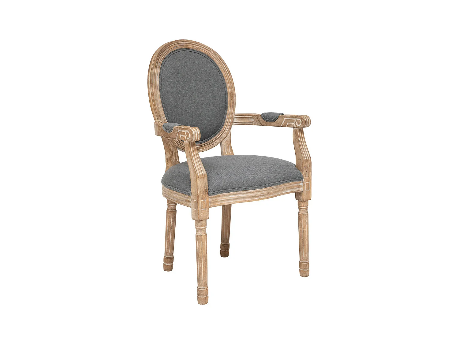 Fauteuil Chaise de table assise Grise et pieds en Bois d'Hévéa